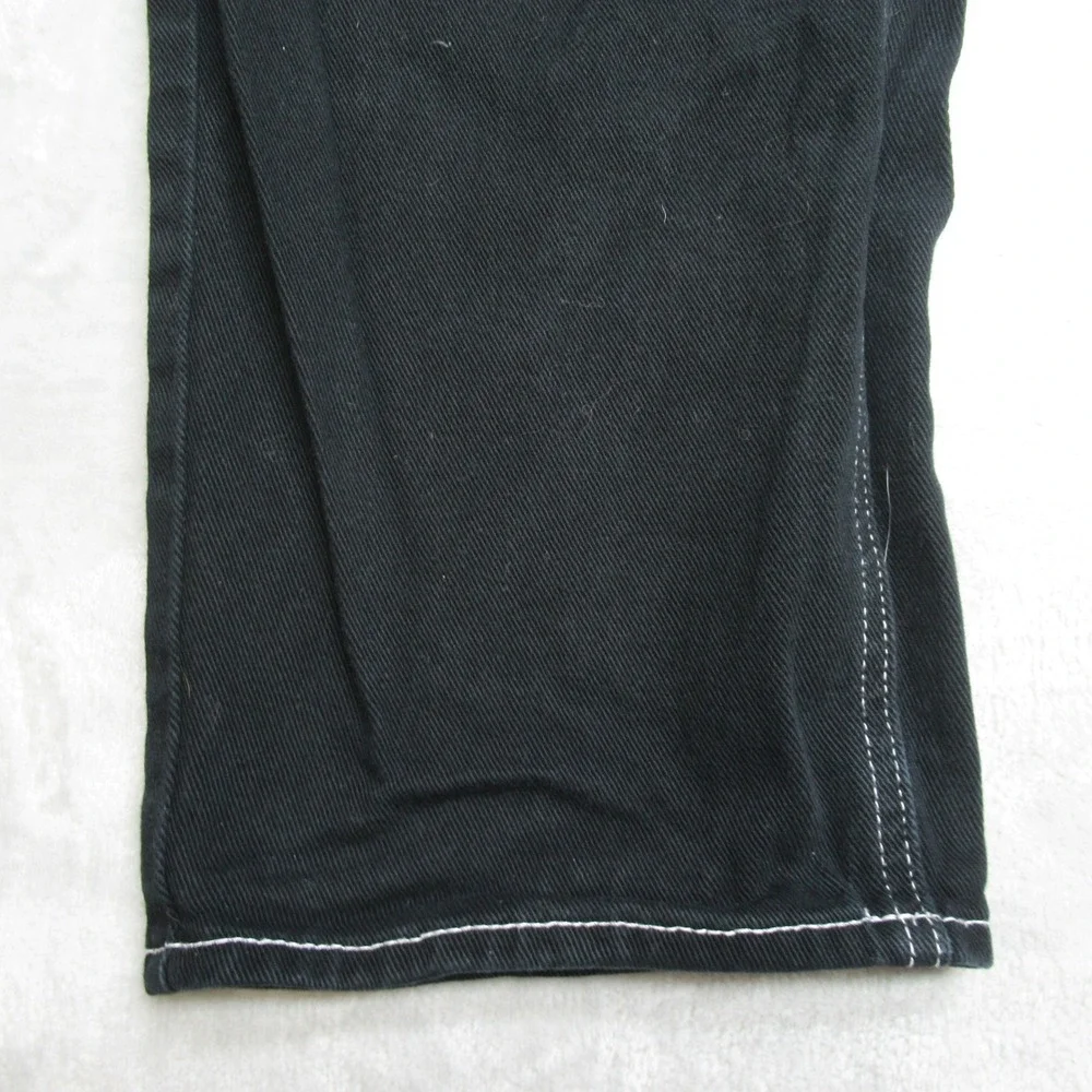 Empyre Y2K Jeans Mens 32x28 Black Denim Wide Leg Contrast Stitch Skate‎ Relaxed